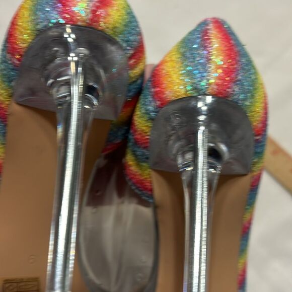 Reitoye Size 9 metallic rainbow colors sparkle metallic pointy toe heels - Picture 6 of 9